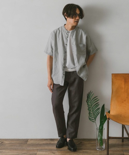 URBAN RESEARCH DOORS（アーバンリサーチドアーズ）の「シルケットリネン バンドカラーシャツ（シャツ/ブラウス・メンズ・グレー/ブラウン/ブルー/ネイビー・MEDIUM/LARGE）」の20枚目の写真