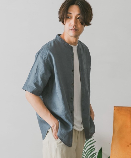 URBAN RESEARCH DOORS（アーバンリサーチドアーズ）の「シルケットリネン バンドカラーシャツ（シャツ/ブラウス・メンズ・グレー/ブラウン/ブルー/ネイビー・MEDIUM/LARGE）」の13枚目の写真