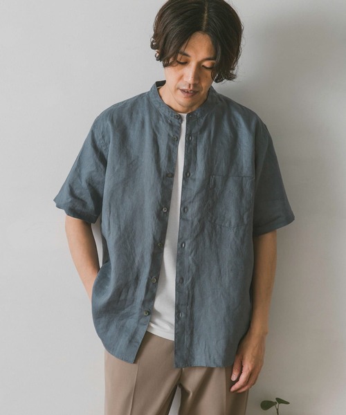 URBAN RESEARCH DOORS（アーバンリサーチドアーズ）の「シルケットリネン バンドカラーシャツ（シャツ/ブラウス・メンズ・グレー/ブラウン/ブルー/ネイビー・MEDIUM/LARGE）」の21枚目の写真
