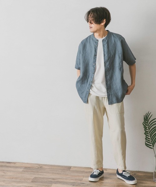 URBAN RESEARCH DOORS（アーバンリサーチドアーズ）の「シルケットリネン バンドカラーシャツ（シャツ/ブラウス・メンズ・グレー/ブラウン/ブルー/ネイビー・MEDIUM/LARGE）」の7枚目の写真