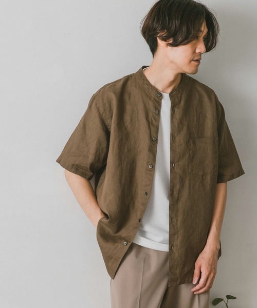 URBAN RESEARCH DOORS（アーバンリサーチドアーズ）の「シルケットリネン バンドカラーシャツ（シャツ/ブラウス・メンズ・グレー/ブラウン/ブルー/ネイビー・MEDIUM/LARGE）」の22枚目の写真