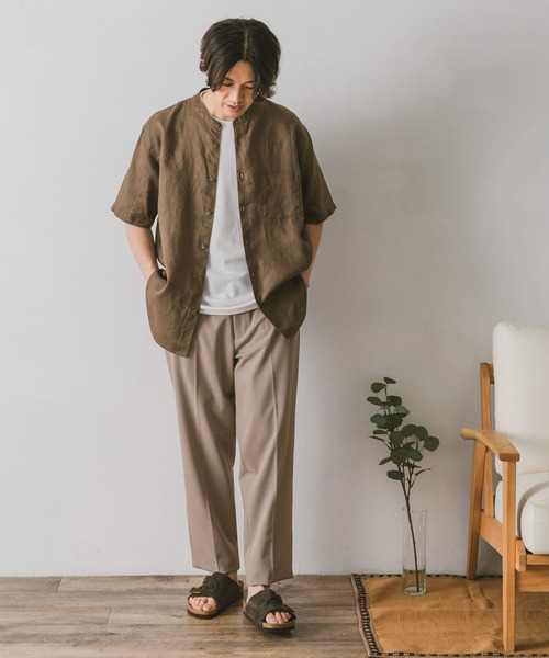 URBAN RESEARCH DOORS（アーバンリサーチドアーズ）の「シルケットリネン バンドカラーシャツ（シャツ/ブラウス・メンズ・グレー/ブラウン/ブルー/ネイビー・MEDIUM/LARGE）」の8枚目の写真