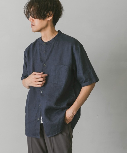 URBAN RESEARCH DOORS（アーバンリサーチドアーズ）の「シルケットリネン バンドカラーシャツ（シャツ/ブラウス・メンズ・グレー/ブラウン/ブルー/ネイビー・MEDIUM/LARGE）」の16枚目の写真