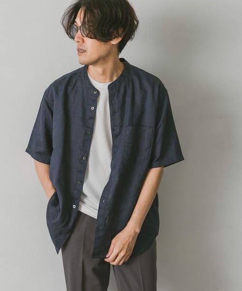 URBAN RESEARCH DOORS（アーバンリサーチドアーズ）の「シルケットリネン バンドカラーシャツ（シャツ/ブラウス・メンズ・グレー/ブラウン/ブルー/ネイビー・MEDIUM/LARGE）」の9枚目の写真