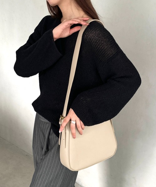 セール】leather big belt shoulder bag／PU太ベルトショルダーバッグ