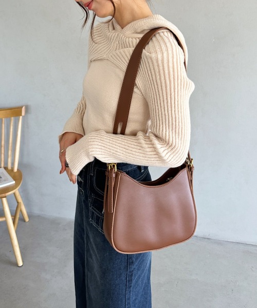 セール】leather big belt shoulder bag／PU太ベルトショルダーバッグ
