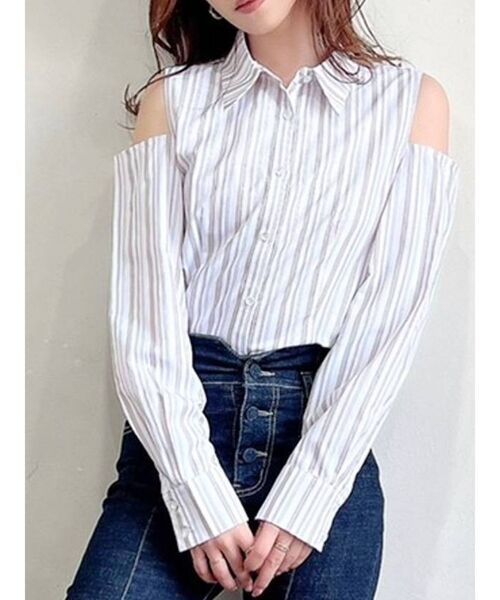 RESEXXY(リゼクシー)の「ショルダーオープンタックシャツ(シャツ/ブラウス・レディース・ホワイト/イエロー/その他1・FREE)」の1枚目の写真