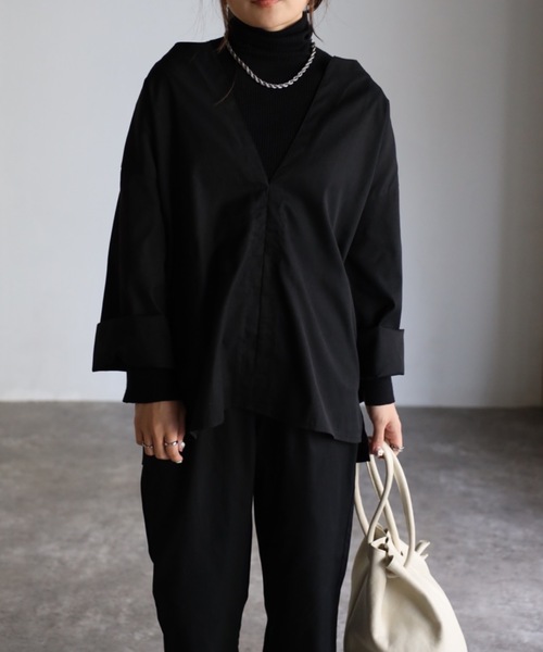 sakishimatokyo（サキシマトーキョー）の「ロングスリーブディープVルーズセット（サロペット/オーバーオール・レディース・カーキブラウン/ベージュ/ブラック・L/M）」の17枚目の写真