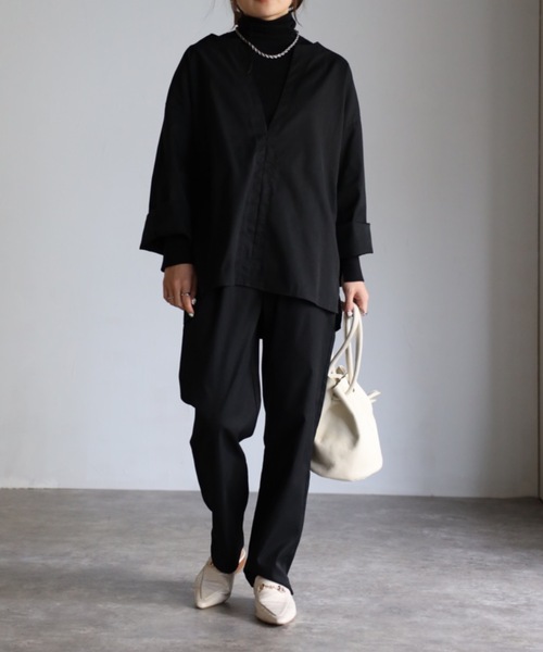 sakishimatokyo（サキシマトーキョー）の「ロングスリーブディープVルーズセット（サロペット/オーバーオール・レディース・カーキブラウン/ベージュ/ブラック・L/M）」の21枚目の写真