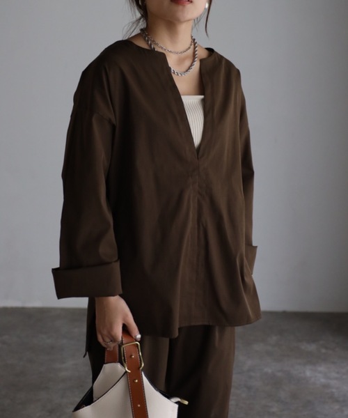 sakishimatokyo（サキシマトーキョー）の「ロングスリーブディープVルーズセット（サロペット/オーバーオール・レディース・カーキブラウン/ベージュ/ブラック・L/M）」の19枚目の写真