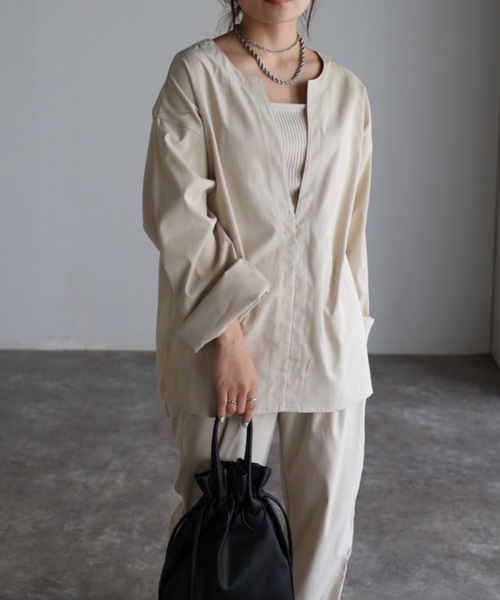 sakishimatokyo（サキシマトーキョー）の「ロングスリーブディープVルーズセット（サロペット/オーバーオール・レディース・カーキブラウン/ベージュ/ブラック・L/M）」の16枚目の写真