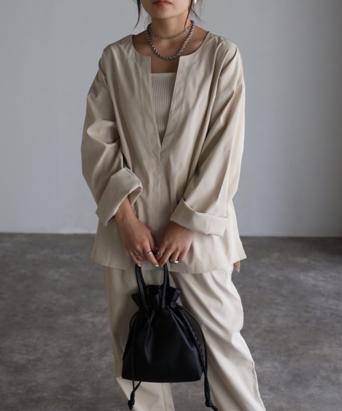 sakishimatokyo（サキシマトーキョー）の「ロングスリーブディープVルーズセット（サロペット/オーバーオール・レディース・カーキブラウン/ベージュ/ブラック・L/M）」の13枚目の写真