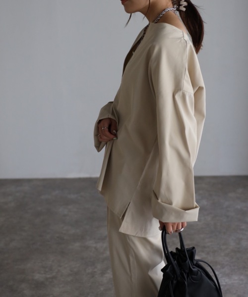 sakishimatokyo（サキシマトーキョー）の「ロングスリーブディープVルーズセット（サロペット/オーバーオール・レディース・カーキブラウン/ベージュ/ブラック・L/M）」の10枚目の写真