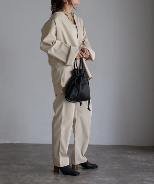 sakishimatokyo（サキシマトーキョー）の「ロングスリーブディープVルーズセット（サロペット/オーバーオール・レディース・カーキブラウン/ベージュ/ブラック・L/M）」の20枚目の写真