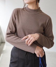 モックネックネックリブニットトップス S0580【IAMUSE】