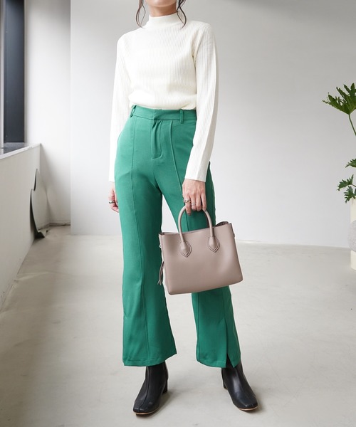 IAMUSE（アイアミューズ）の「モックネックネックリブニットトップス S0580【IAMUSE】（ニット/セーター・レディース・グレー/ブラック/モカ/ベージュ/モーブ系/オフホワイト/ブルーグレー・L/M）」の11枚目の写真