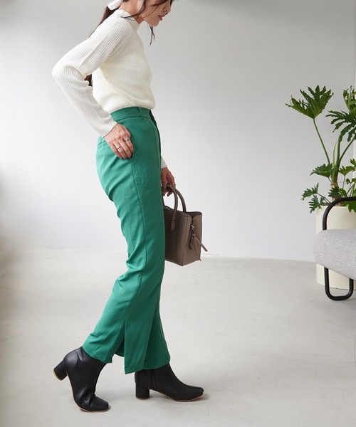 IAMUSE（アイアミューズ）の「モックネックネックリブニットトップス S0580【IAMUSE】（ニット/セーター・レディース・グレー/ブラック/モカ/ベージュ/モーブ系/オフホワイト/ブルーグレー・L/M）」の13枚目の写真