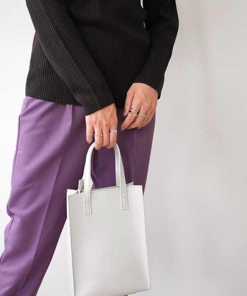 IAMUSE（アイアミューズ）の「モックネックネックリブニットトップス S0580【IAMUSE】（ニット/セーター・レディース・グレー/ブラック/モカ/ベージュ/モーブ系/オフホワイト/ブルーグレー・L/M）」の16枚目の写真