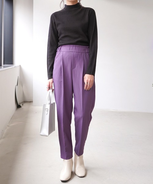 IAMUSE（アイアミューズ）の「モックネックネックリブニットトップス S0580【IAMUSE】（ニット/セーター・レディース・グレー/ブラック/モカ/ベージュ/モーブ系/オフホワイト/ブルーグレー・L/M）」の18枚目の写真