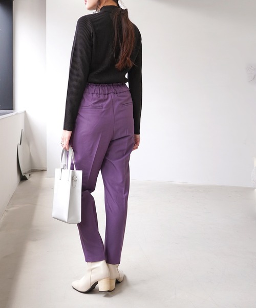 IAMUSE（アイアミューズ）の「モックネックネックリブニットトップス S0580【IAMUSE】（ニット/セーター・レディース・グレー/ブラック/モカ/ベージュ/モーブ系/オフホワイト/ブルーグレー・L/M）」の19枚目の写真