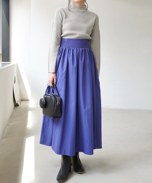 IAMUSE（アイアミューズ）の「モックネックネックリブニットトップス S0580【IAMUSE】（ニット/セーター・レディース・グレー/ブラック/モカ/ベージュ/モーブ系/オフホワイト/ブルーグレー・L/M）」の21枚目の写真