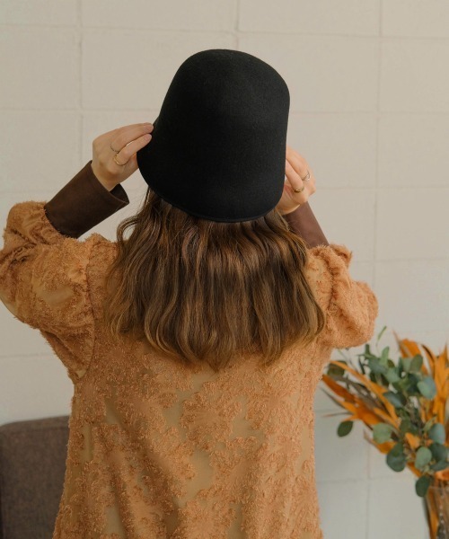 Bab（バブ）の「ウールフェルトバケットハット（ハット・レディース・モカ/ブラック/ライトグレー・ONESIZE）」の8枚目の写真