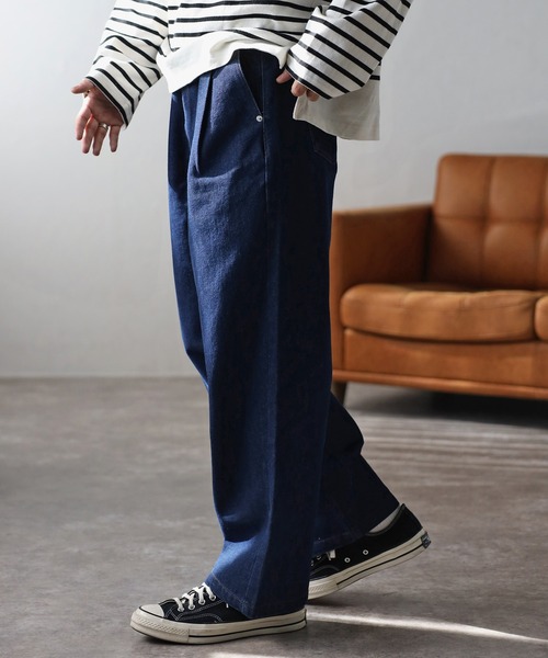 CREARE -LINO-（クレアーレリノ）の「リラックス ワイド ルーズパンツ<ユニセックス>（デニムパンツ・メンズ・アッシュグレー/インディゴブルー/カーキ/ブラック/ライトブルー/ベージュ/チャコールグレー・M/S/L）」の7枚目の写真