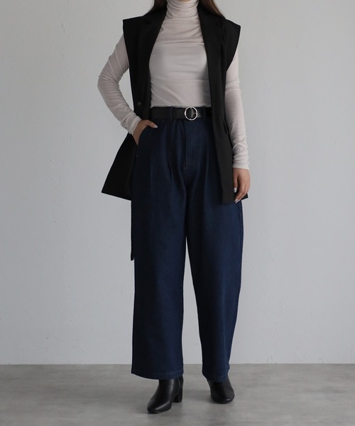 リュクス こなれ感 リラックス  デニムパンツ RUUBON（ルーボン）の「【RUUBON】relax wide denim pants