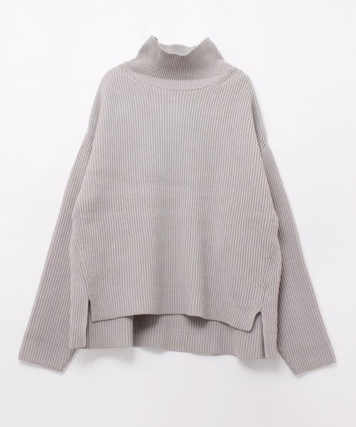 RNA-N(アールエヌエーエヌ)の「K2589 コットン畦ビッグタートル(ニット/セーター・レディース・パープル/イエロー/ライトグレー・MEDIUM)」の2枚目の写真