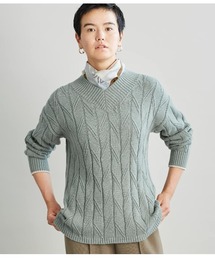 SIPULI | 【手洗い可能】Traceable Organic Cotton Wool ケーブル柄Vネックニット(ニット/セーター)