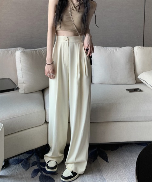 by muni:r（バイ ムニール）の「さらさらロングピンタックスラックス（スラックス・レディース・アイボリー/ブラウン・SMALL/MEDIUM）」の8枚目の写真