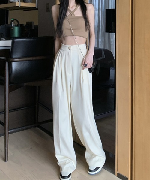 by muni:r（バイ ムニール）の「さらさらロングピンタックスラックス（スラックス・レディース・アイボリー/ブラウン・SMALL/MEDIUM）」の11枚目の写真