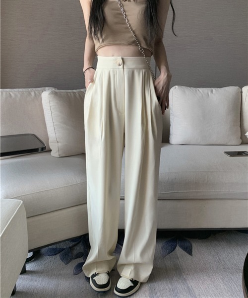 by muni:r（バイ ムニール）の「さらさらロングピンタックスラックス（スラックス・レディース・アイボリー/ブラウン・SMALL/MEDIUM）」の17枚目の写真