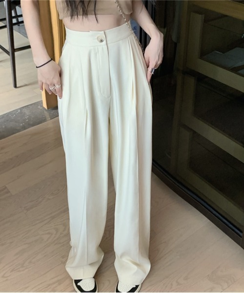 by muni:r（バイ ムニール）の「さらさらロングピンタックスラックス（スラックス・レディース・アイボリー/ブラウン・SMALL/MEDIUM）」の6枚目の写真