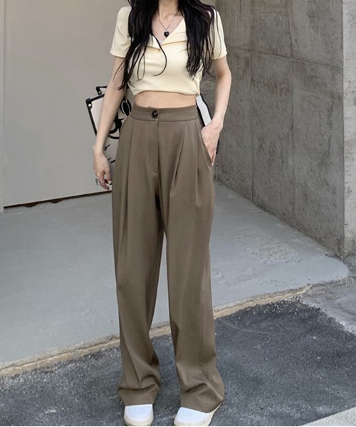 by muni:r（バイ ムニール）の「さらさらロングピンタックスラックス（スラックス・レディース・アイボリー/ブラウン・SMALL/MEDIUM）」の12枚目の写真