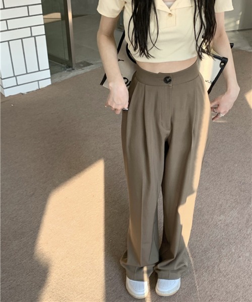 by muni:r（バイ ムニール）の「さらさらロングピンタックスラックス（スラックス・レディース・アイボリー/ブラウン・SMALL/MEDIUM）」の20枚目の写真