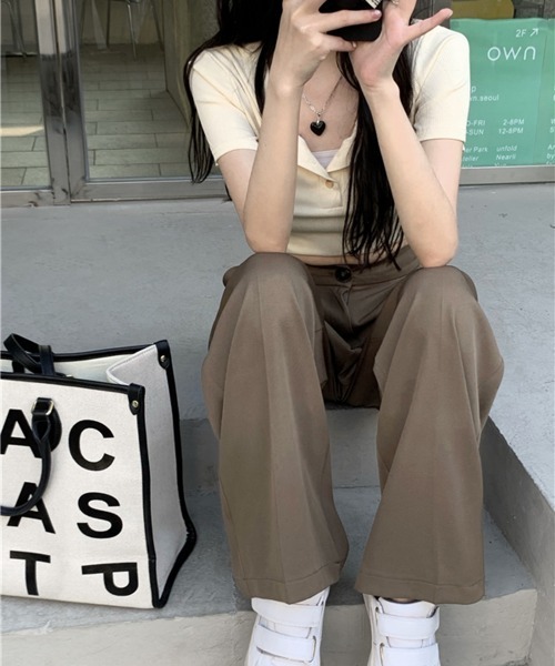 by muni:r（バイ ムニール）の「さらさらロングピンタックスラックス（スラックス・レディース・アイボリー/ブラウン・SMALL/MEDIUM）」の18枚目の写真