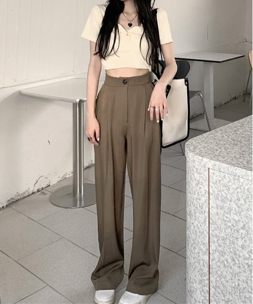 by muni:r（バイ ムニール）の「さらさらロングピンタックスラックス（スラックス・レディース・アイボリー/ブラウン・SMALL/MEDIUM）」の14枚目の写真