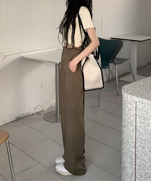 by muni:r（バイ ムニール）の「さらさらロングピンタックスラックス（スラックス・レディース・アイボリー/ブラウン・SMALL/MEDIUM）」の7枚目の写真