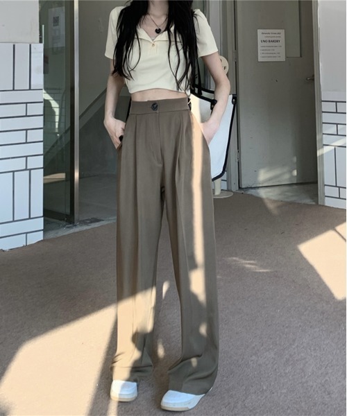 by muni:r（バイ ムニール）の「さらさらロングピンタックスラックス（スラックス・レディース・アイボリー/ブラウン・SMALL/MEDIUM）」の10枚目の写真