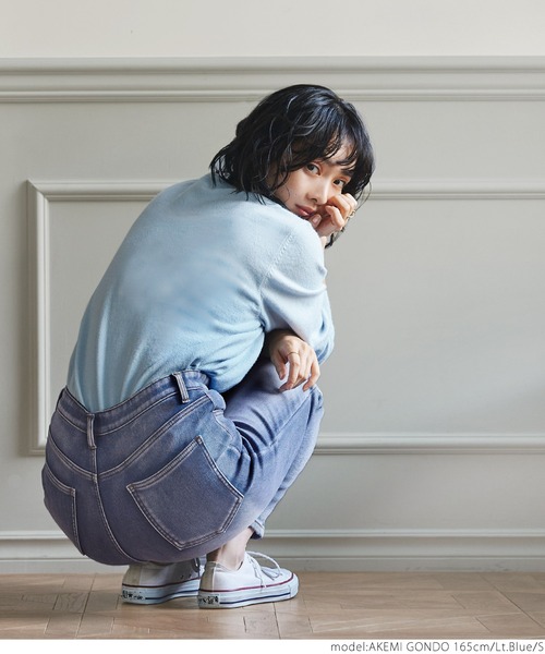 coca（coca）（コカ）の「起毛デニムテーパードパンツ（デニムパンツ・レディース・ライトブルー・S/M/L）」の3枚目の写真