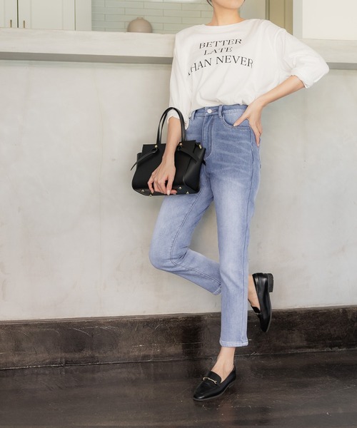 coca（coca）（コカ）の「起毛デニムテーパードパンツ（デニムパンツ・レディース・ライトブルー・S/M/L）」の14枚目の写真