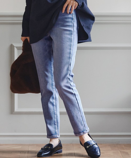 coca（coca）（コカ）の「起毛デニムテーパードパンツ（デニムパンツ・レディース・ライトブルー・S/M/L）」の12枚目の写真