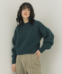 ショートヘムモヘアタックニット