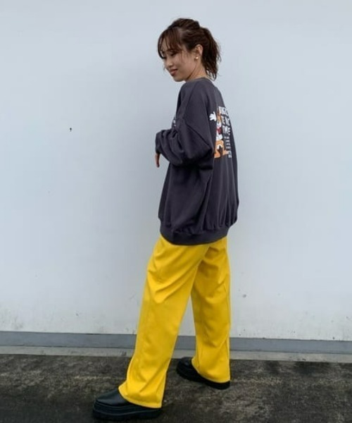 RODEO CROWNS WIDE BOWL（ロデオクラウンズワイドボウル）の「DAILY DADスラックス（スラックス・レディース・杢グレー/マスタード/ブラック/ダークグリーン・SMALL/MEDIUM）」の4枚目の写真