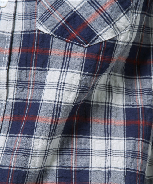 DISCOAT(ディスコート)の「【Discoat】綿麻シャーリングチェックスキッパーシャツ(シャツ/ブラウス・レディース・オフホワイト/ネイビー/ベージュ・LARGE/MEDIUM)」の7枚目の写真