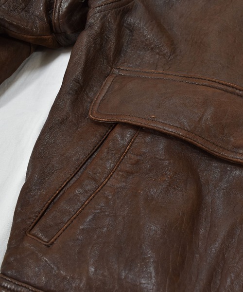 VINTAGE（ヴィンテージ）の「【ヴィンテージ古着】FIELD GEAR ジップアップ レザージャケット（ブルゾン・メンズ・ブラウン・MEDIUM）」の8枚目の写真