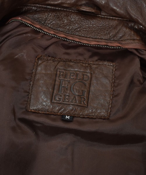 VINTAGE（ヴィンテージ）の「【ヴィンテージ古着】FIELD GEAR ジップアップ レザージャケット（ブルゾン・メンズ・ブラウン・MEDIUM）」の4枚目の写真