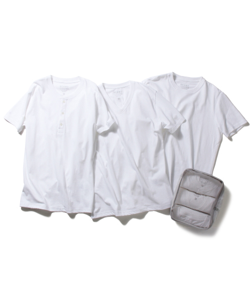 BEAMS（ビームス）の「○BEAMS / 3パック Tシャツ （クルーネック, Vネック, ヘンリーネック）　（Tシャツ/カットソー・メンズ・ホワイト/ネイビー/グレー・SMALL/MEDIUM/LARGE）」の2枚目の写真