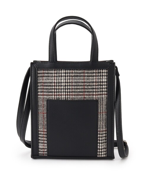 SHOO・LA・RUE(シューラルー)の「◆チェック/ジャカード柄スクエアショルダー(ショルダーバッグ・レディース・ブラック系1/ベージュ/ブラウン・00)」の2枚目の写真